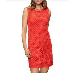Sanctuary Summer Shell Dress‎ Cayenne Red Crochet Knit Mini Size Large